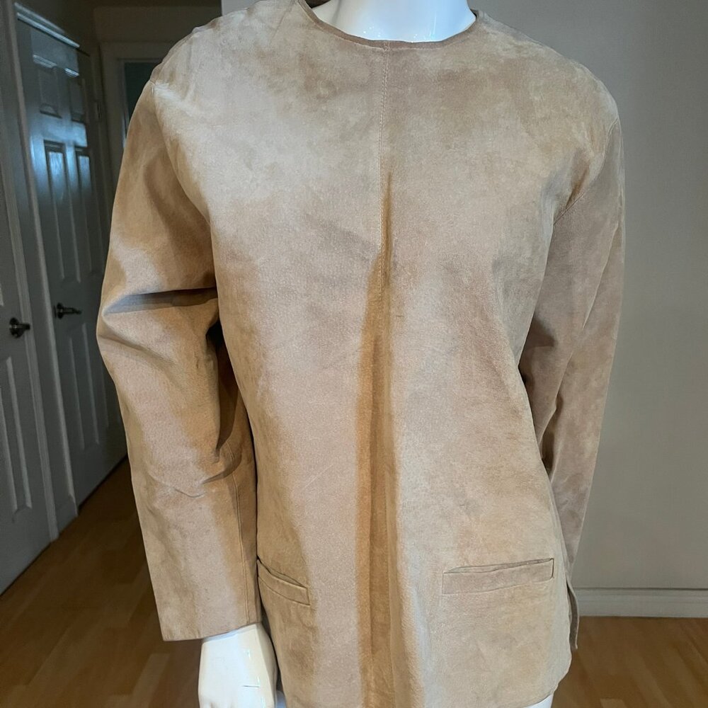 VINTAGE EREZ LEVY FOR SAKS FIFTH AVE SUEDE LONG SHIRT JACKET SZ 14
